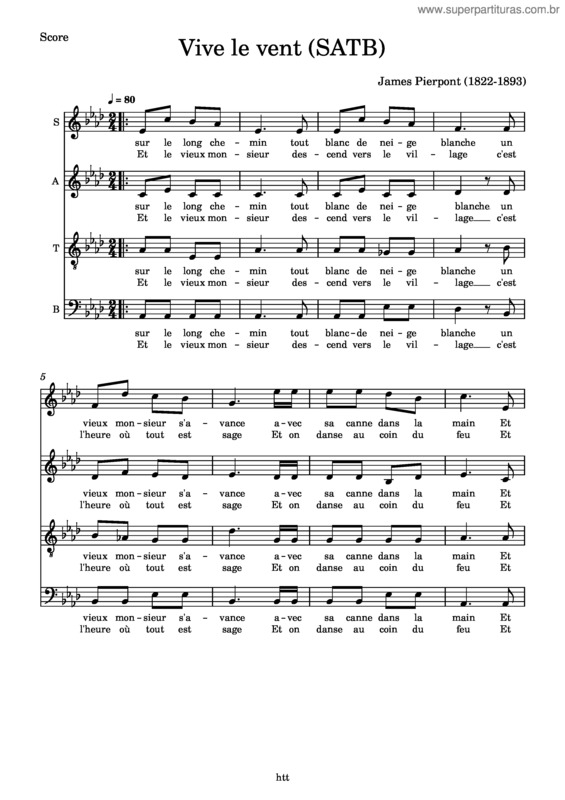 Partitura da música Vive Le Vent – Misc Traditional Vive Le Vent – Tutti