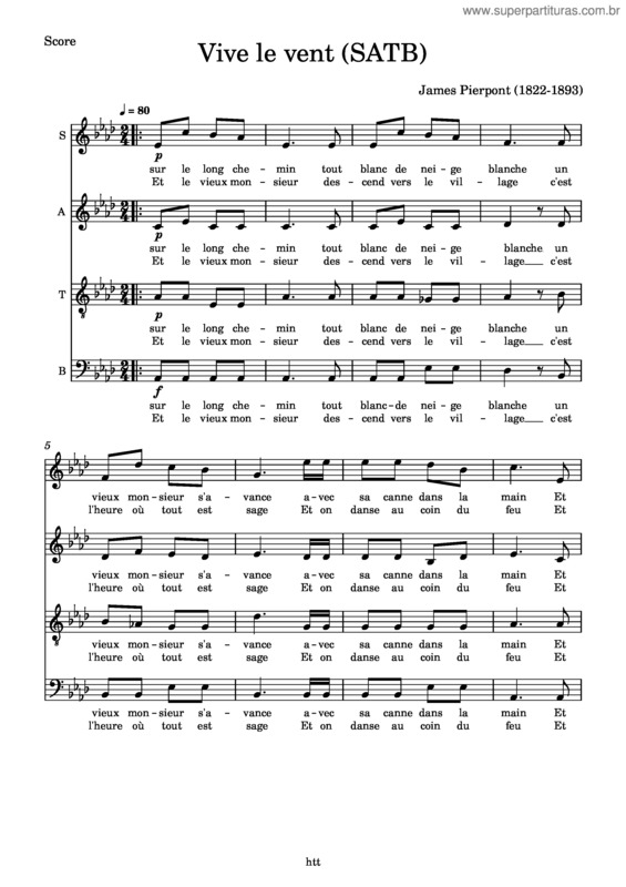 Partitura da música Vive Le Vent – Misc Traditional Vive Le Vent Basse