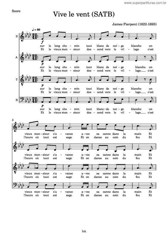 Partitura da música Vive Le Vent – Misc Traditional Vive Le Vent Soprano