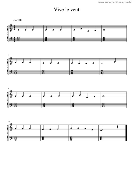 Partitura da música Vive Le Vent – Misc Traditional