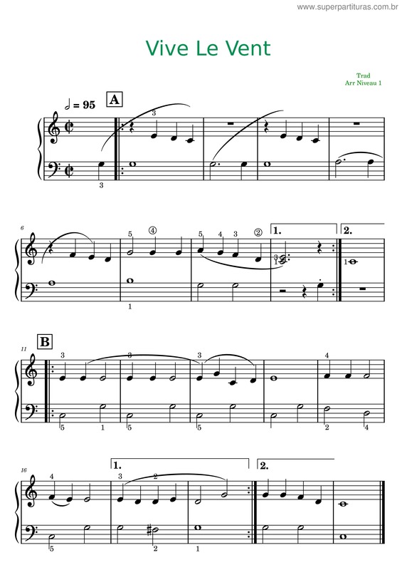 Partitura da música Vive Le Vent – Unknown Author