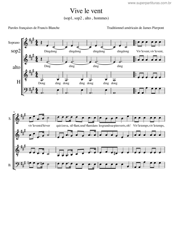Partitura da música Vive Le Vent  002 – Bourgeoisrobe