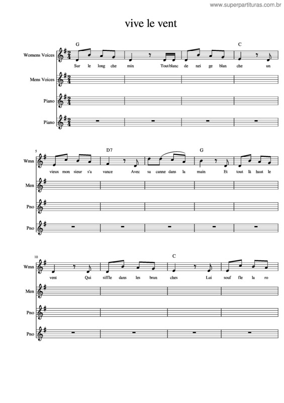 Partitura da música Vive Le Vent Jingle Bells V2––Dp–Satb