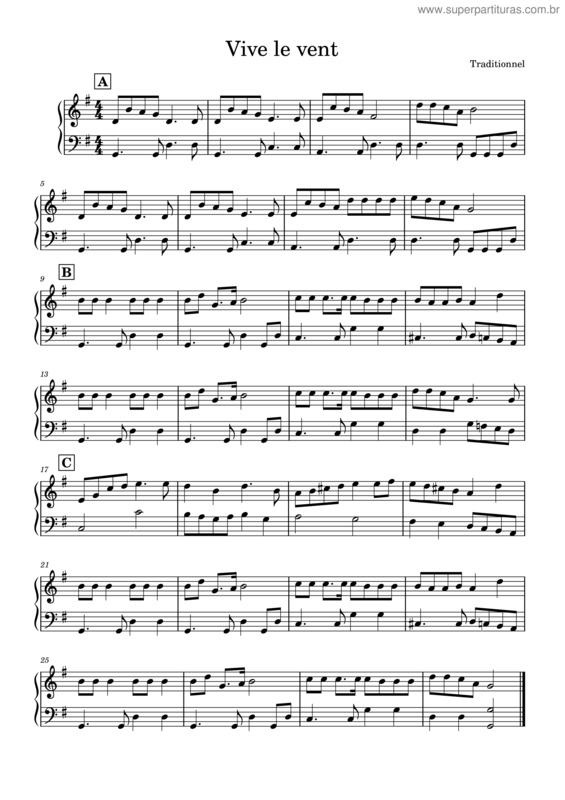 Partitura da música Vive Le Vent v.15