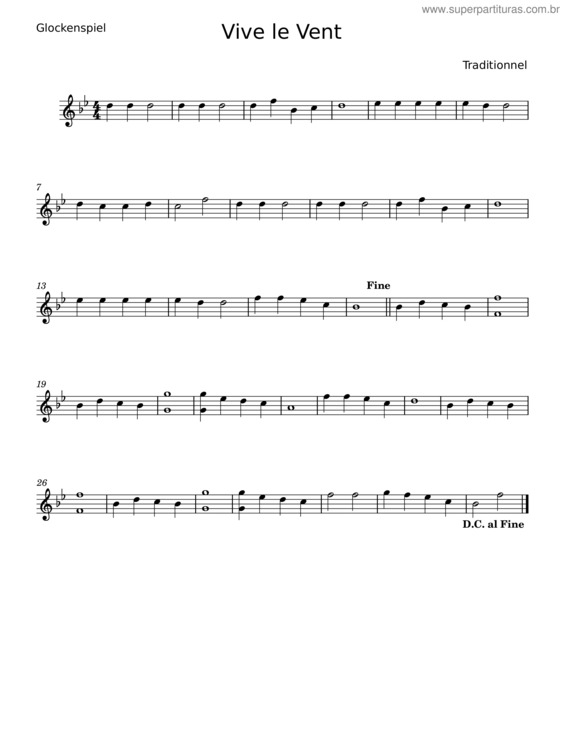 Partitura da música Vive Le Vent v.22