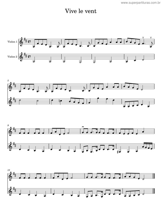 Partitura da música Vive Le Vent v.24