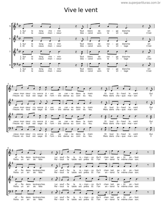 Partitura da música Vive Le Vent v.26