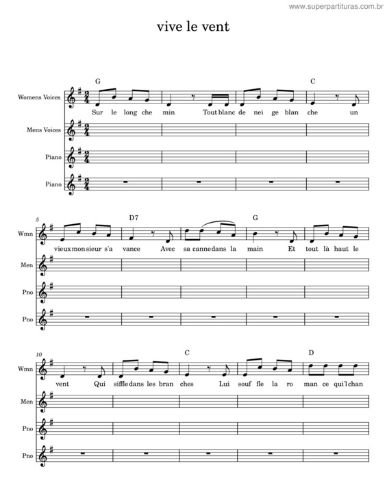 Partitura da música Vive Le Vent v.29