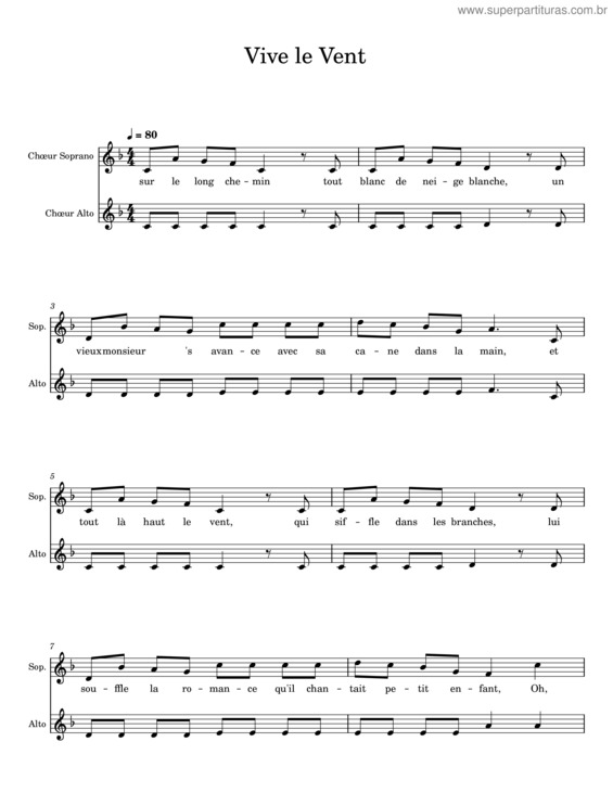 Partitura da música Vive Le Vent v.32
