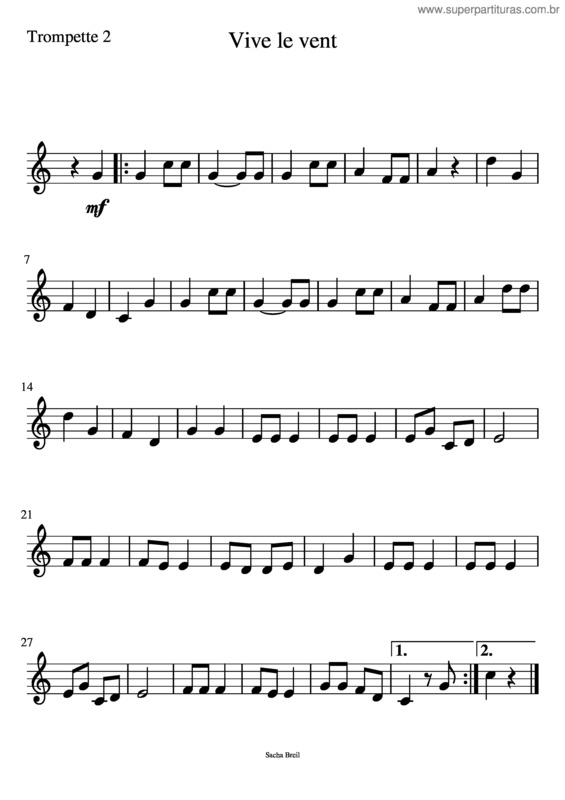 Partitura da música Vive Le Vent v.7