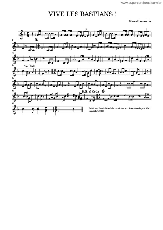 Partitura da música Vive Les Bastians !