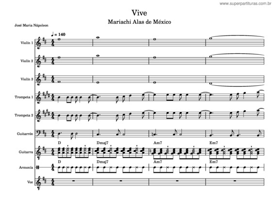 Partitura da música Vive