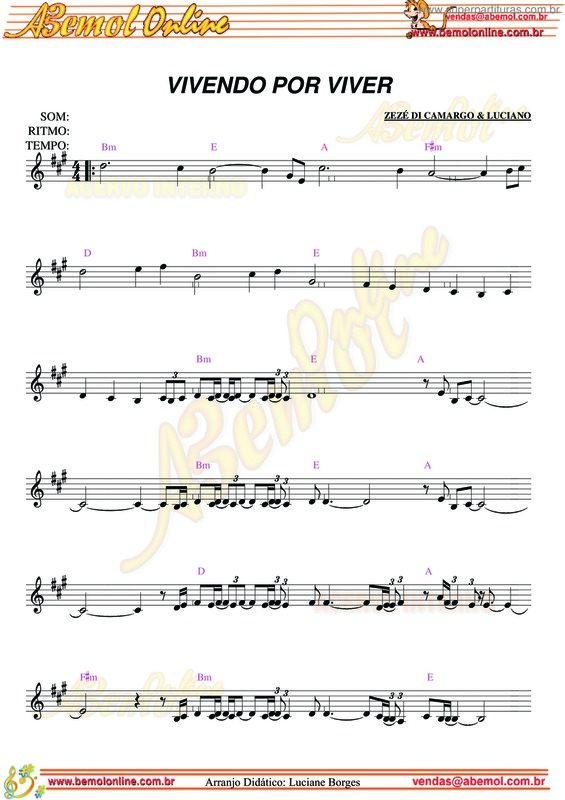 Partitura da música Vivendo Por Viver v.2