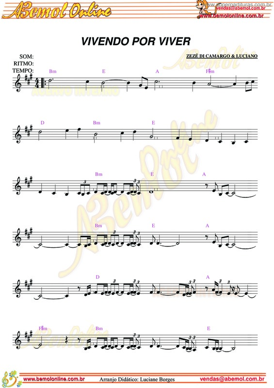 Partitura da música Vivendo Por Viver v.2