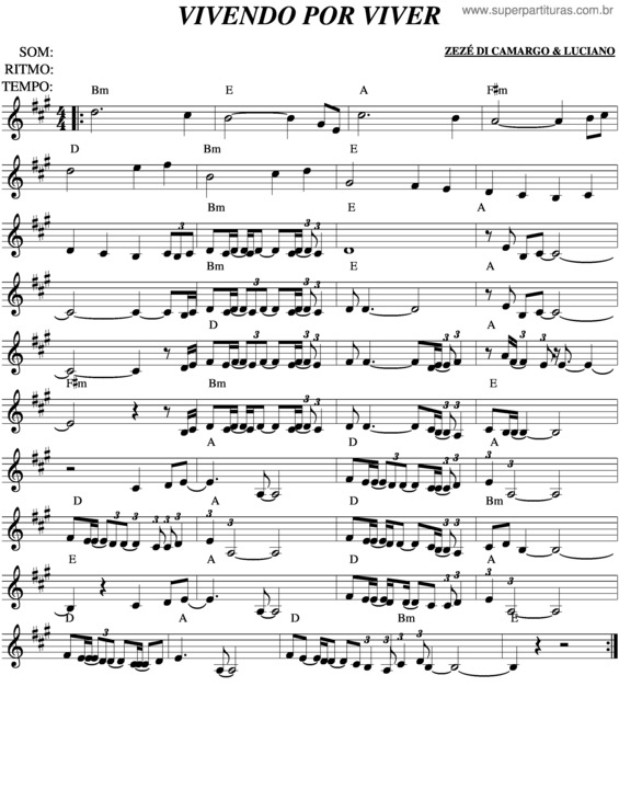 Partitura da música Vivendo Por Viver v.4