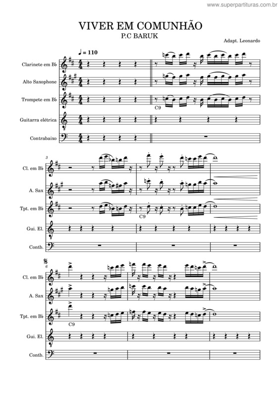 Partitura da música Viver Em Comunhão – P.C Baruk