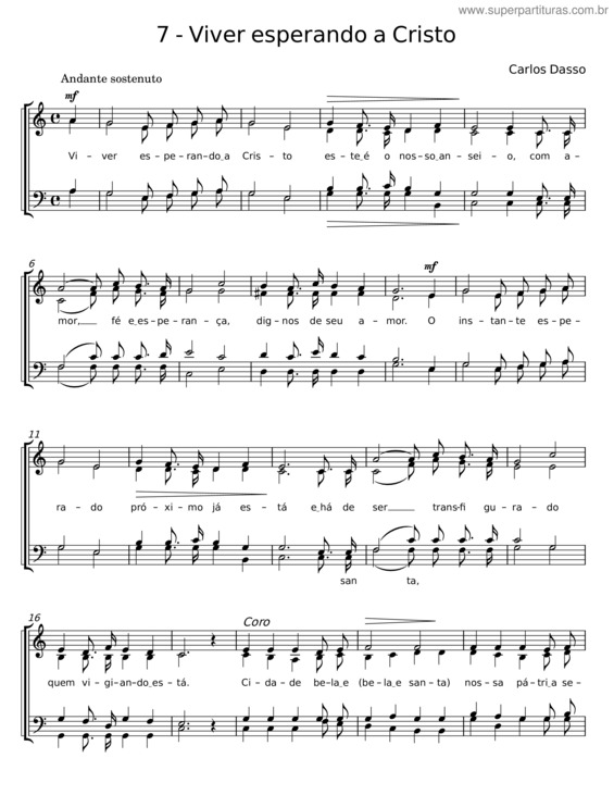 Partitura da música Viver Esperando A Cristo – Carlos Dasso