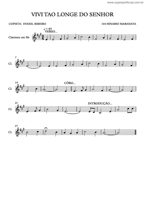 Podes Crer - Cidade Negra - Partitura para Clarinete (C)