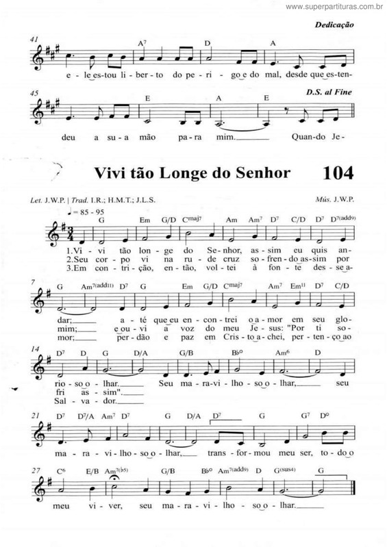 Partitura da música Vivi Tão Longe Do Senhor