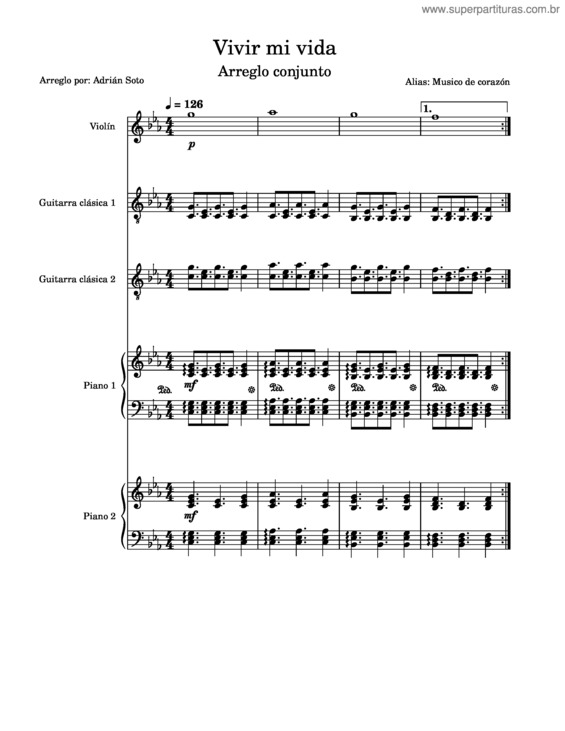 Partitura da música Vivir Mi Vida v.11