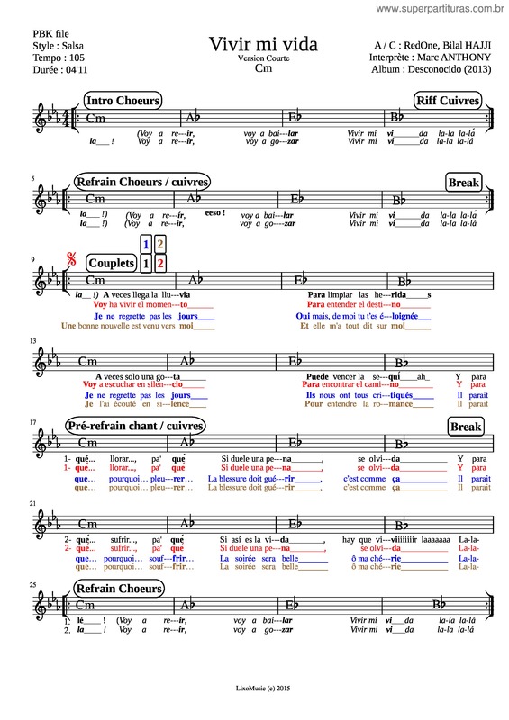 Partitura da música Vivir Mi Vida v.4