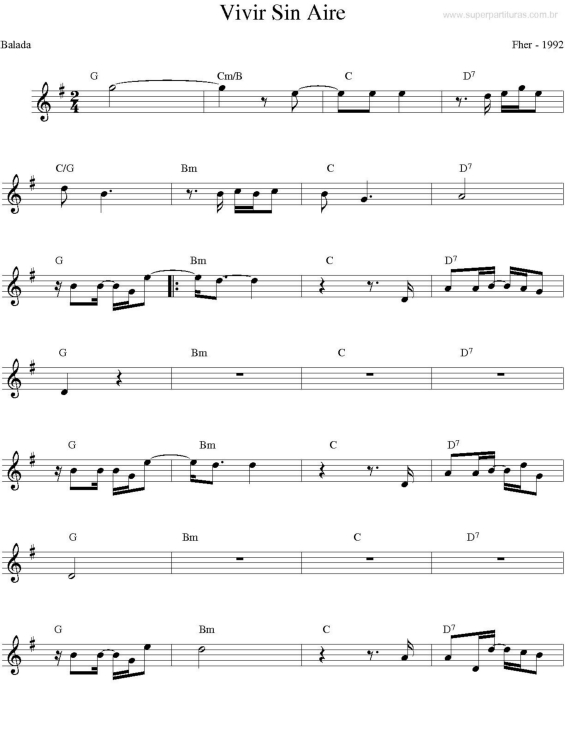 Partitura da música Vivir Sin Aire