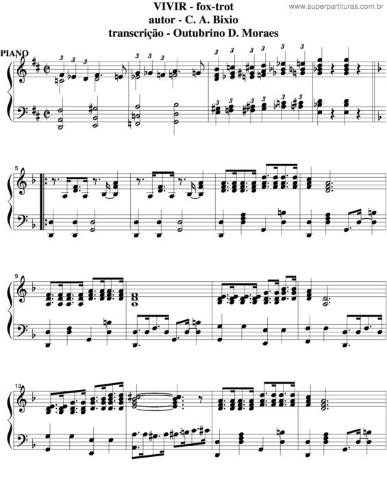 Partitura da música Vivir