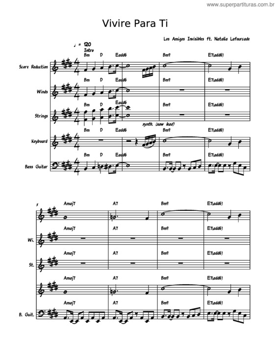 Partitura da música Viviré Para Tí – Los Amigos Invisibles