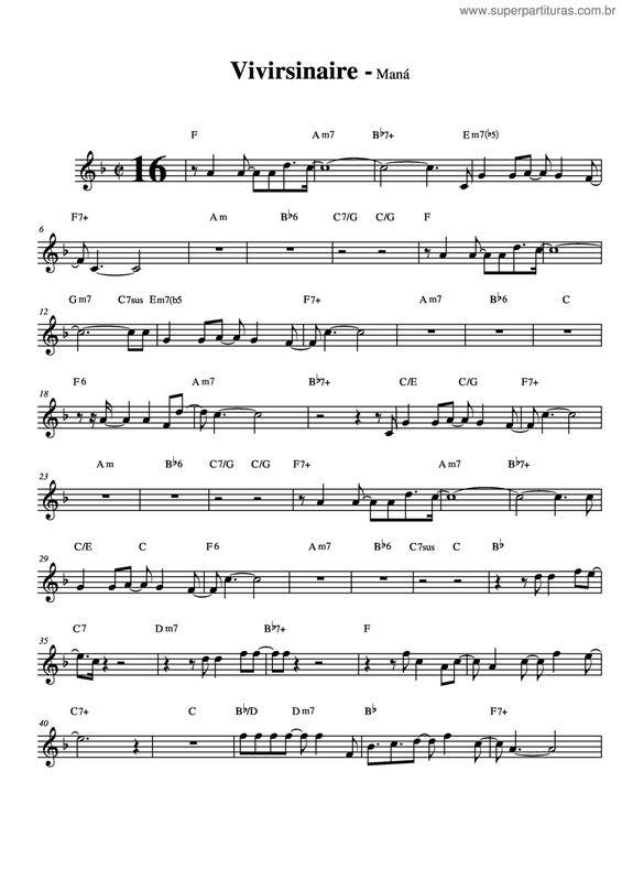 Partitura da música Vivirsinaire v.2