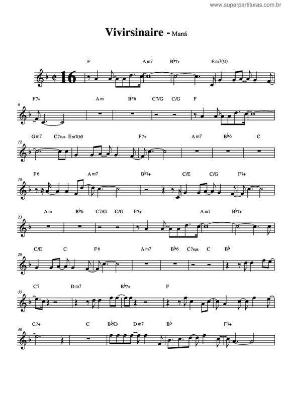 Partitura da música Vivirsinaire v.2