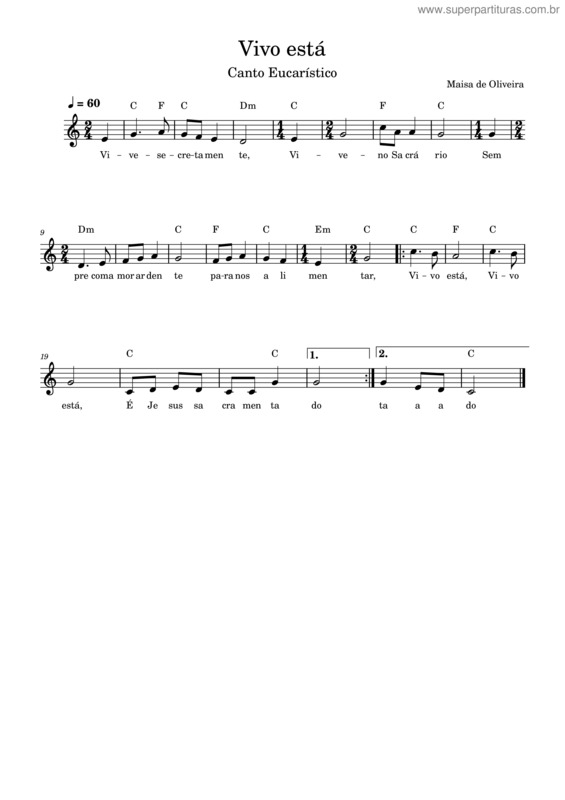 Partitura da música Vivo Está