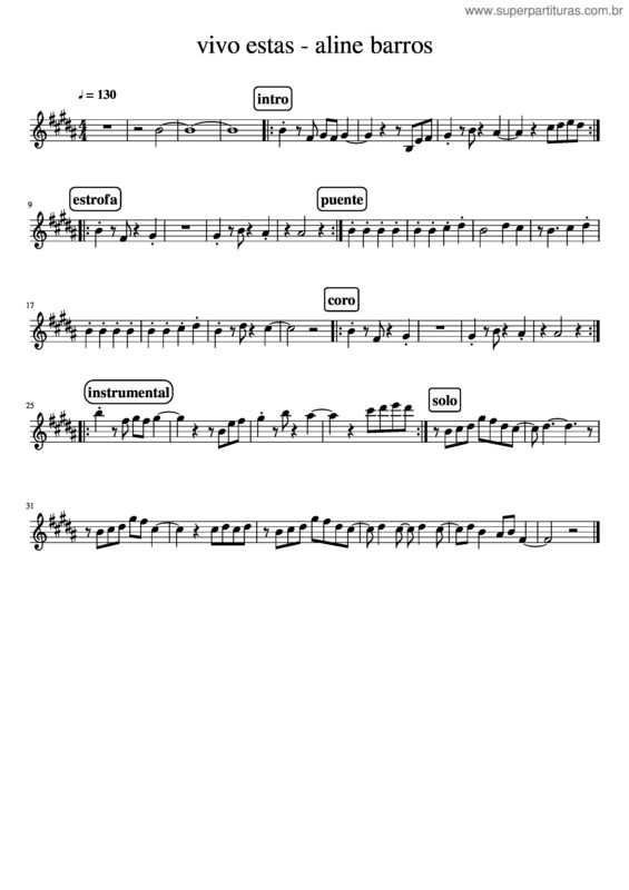 Partitura da música Vivo Estas Aline