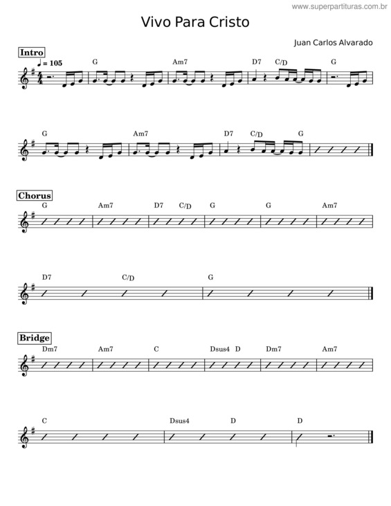 Partitura da música Vivo Para Cristo – Juan Carlos Alvarado