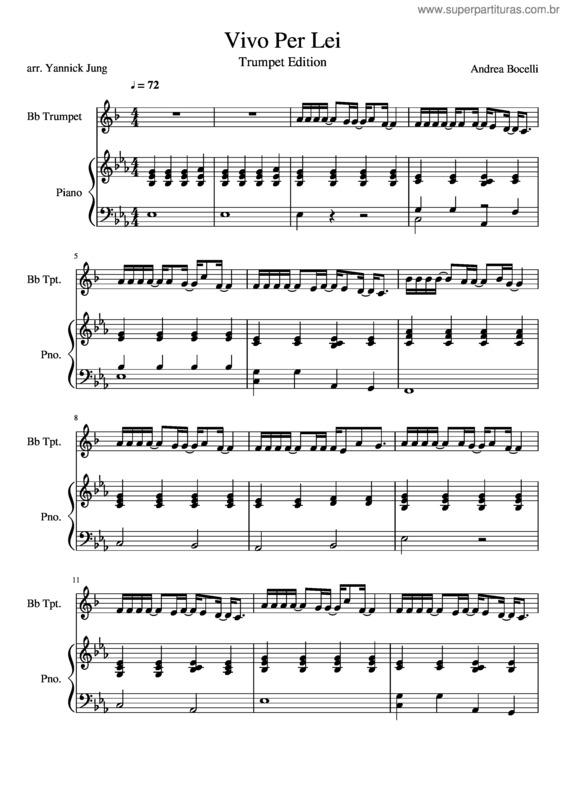 Partitura da música Vivo Per Lei – Trumpet Solo – Andrea Bocelli