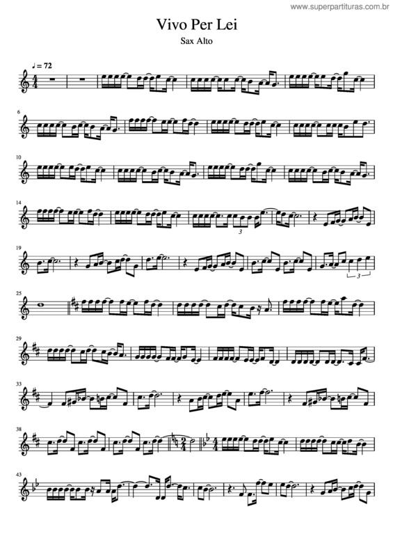 Partitura da música Vivo Per Lei. Sax Altomscz