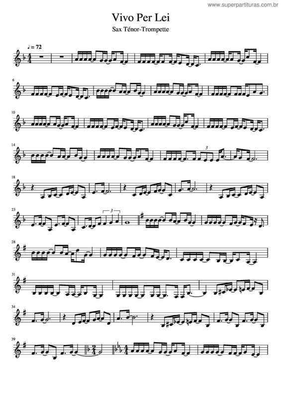 Partitura da música Vivo Per Lei. Sax Ténormscz