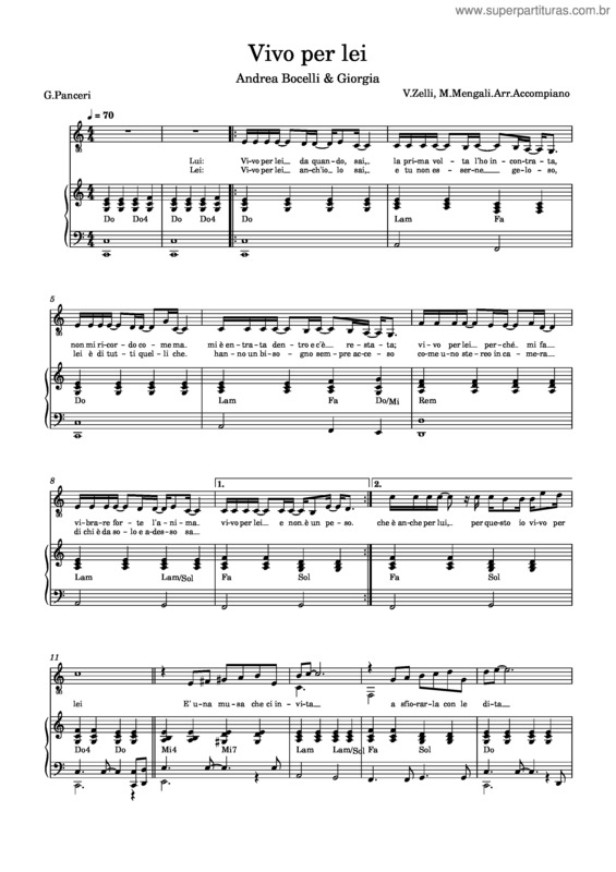 Partitura da música Vivo Per Lei v.6