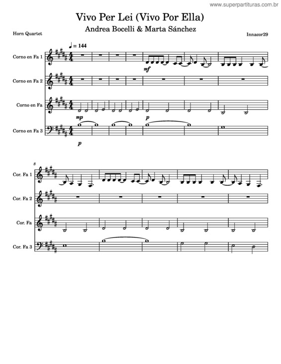 Partitura da música Vivo Per Lei v.8