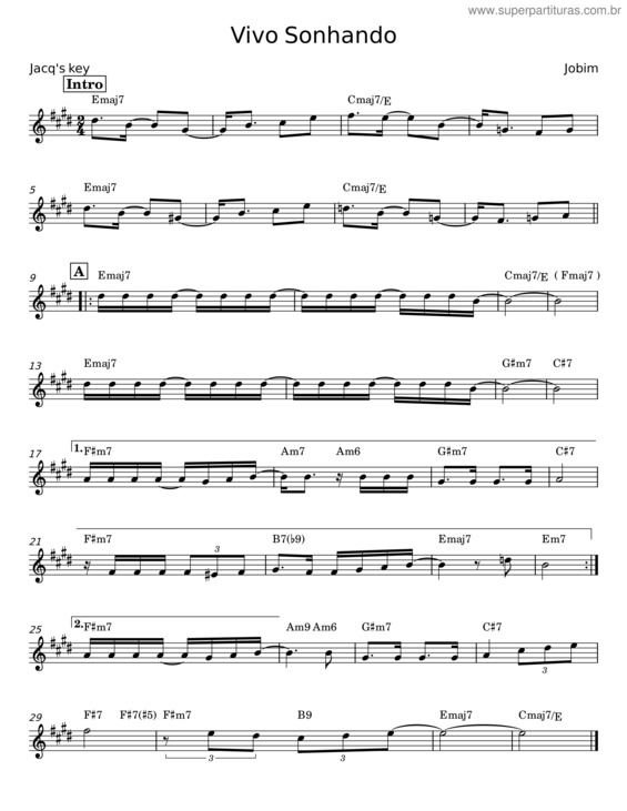 Partitura da música Vivo Sonhando v.11