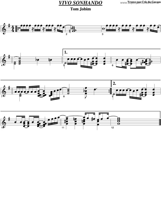 Partitura da música Vivo Sonhando v.2