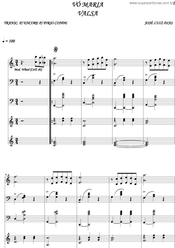 Partitura da música Vó Maria 