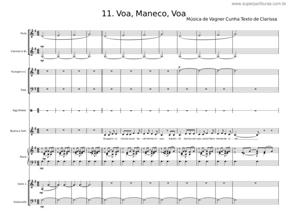Partitura da música Voa, Maneco, Voa