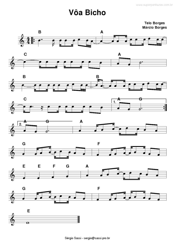 Partitura da música Vôa Bicho