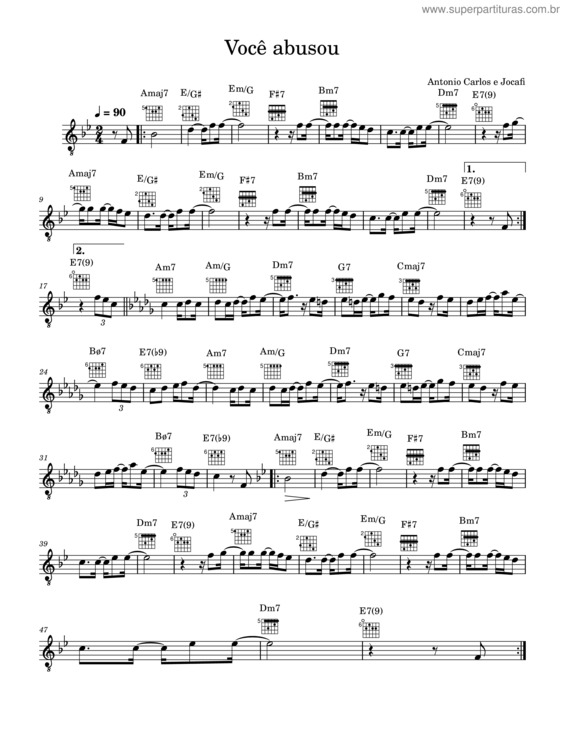 Partitura da música Você Abusou – Antônio Carlos & Jocafi v.2