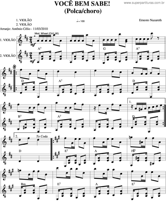 Partitura da música Você Bem Sabe