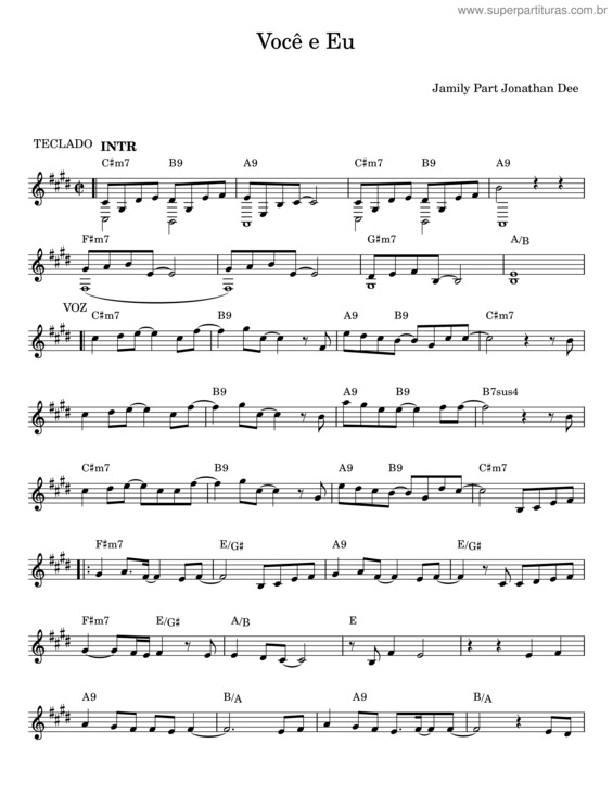 Partitura da música Você E Eu – Jamily