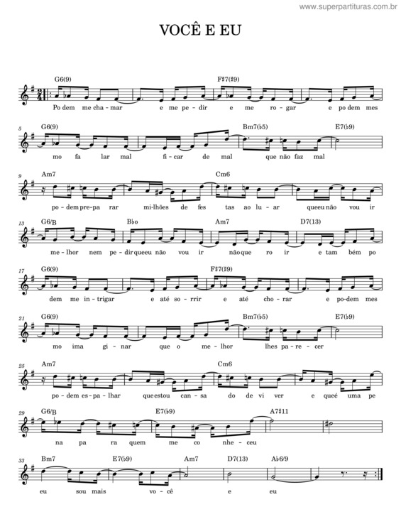 Partitura da música Você E Eu v.11