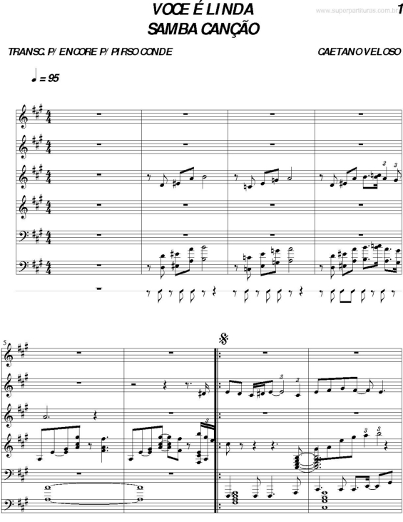 Partitura da música Você é Linda v.2