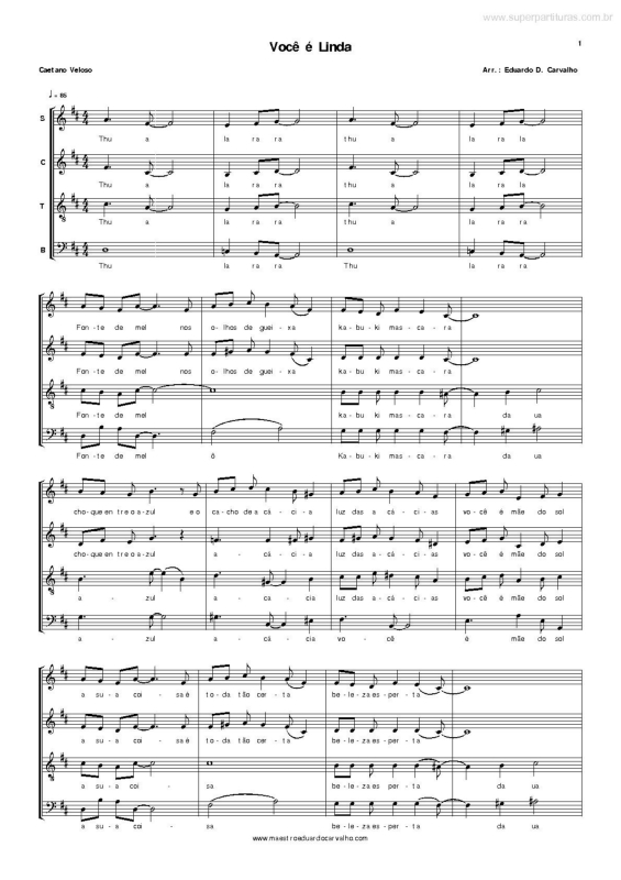 Partitura da música Você é Linda v.3