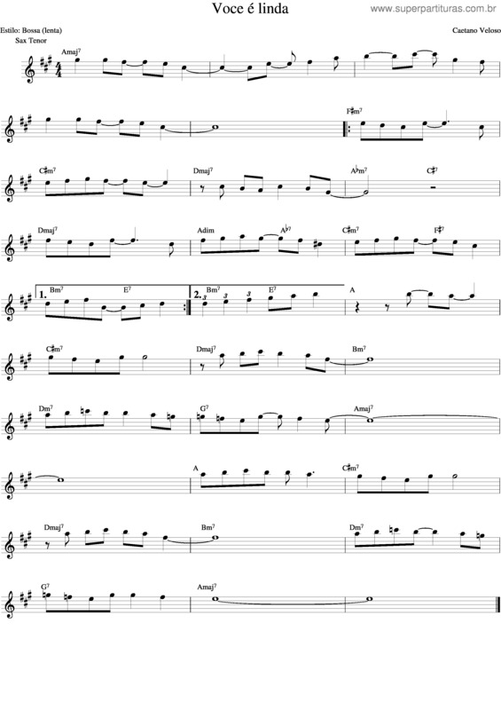 Partitura da música Você É Linda v.4